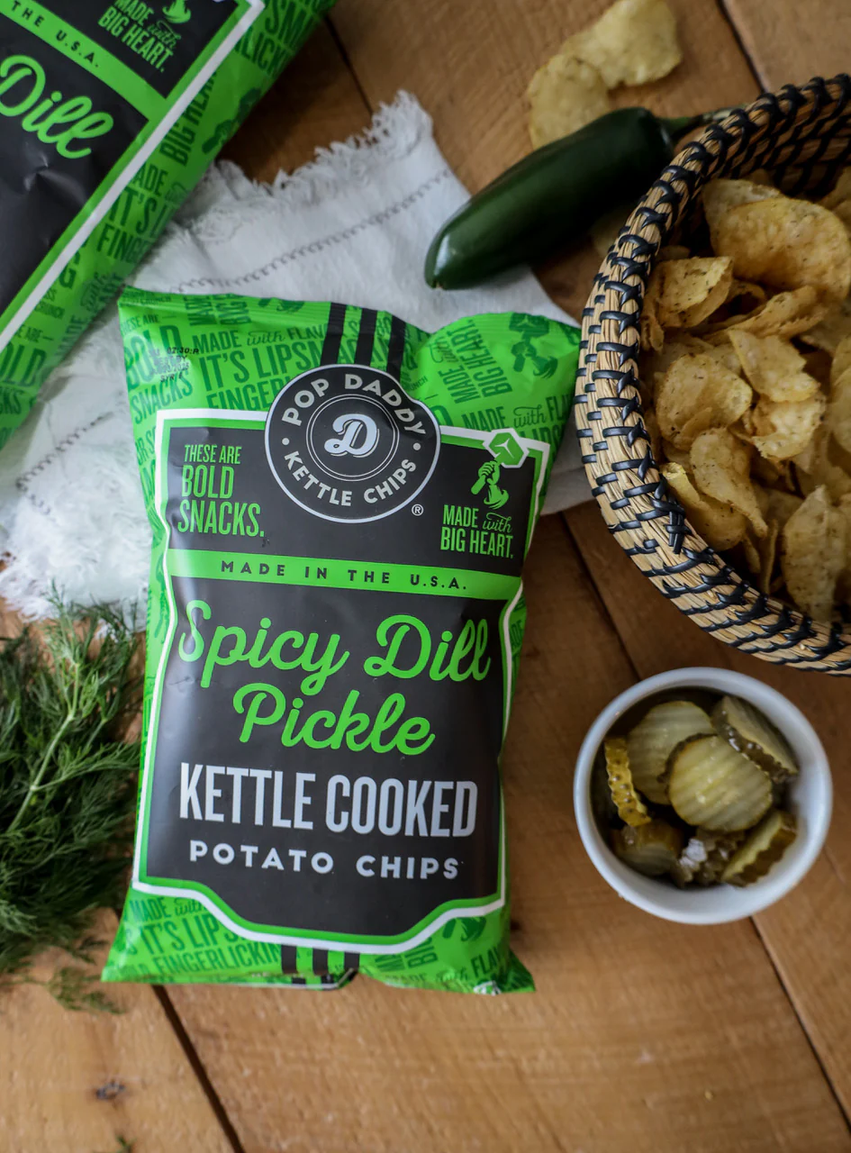 Spicy Dill Pickle Kettle Cooked Potato Chips - Image 4